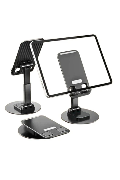 Vos Versa Telefon ile Tablet Standı Masaüstü Kaymaz Metal Kasalı 360 Derece Dönebilir ve Katlanabilir VK1013 ürün görseli 1