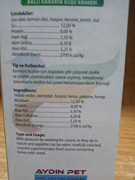 JOYFUL Ballı Kanarya Kuşu Kraker - Resim 2