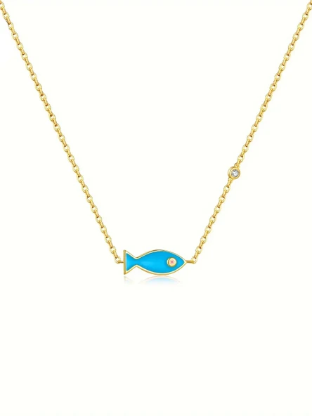 Blue Fish Nazar Minimal Kadın Gümüş Kolye ürün görseli 1
