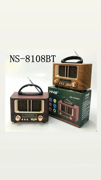 Nns Ns-8108 Bt Taşınabilir Nostaljik Radyo Bluetooth Hoparlör Mp3 Çalar ürün görseli 1