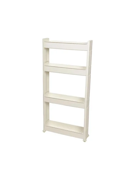 Slim Organizer 4 Katlı Plastik Banyo / Mutfak Düzenleyici Raf – Beyaz (49,5 × 14 × 101 cm) ürün görseli 1