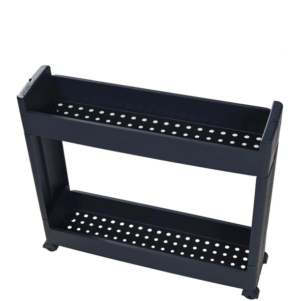 Slim Organizer 2 Katlı Plastik Banyo / Mutfak Düzenleyici Raf – Antrasit (49,5 × 14 × 45 cm) ürün görseli 1