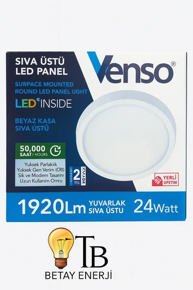 Venso 24W Yuvarlak Sıva Üstü LED Panel ürün görseli 1