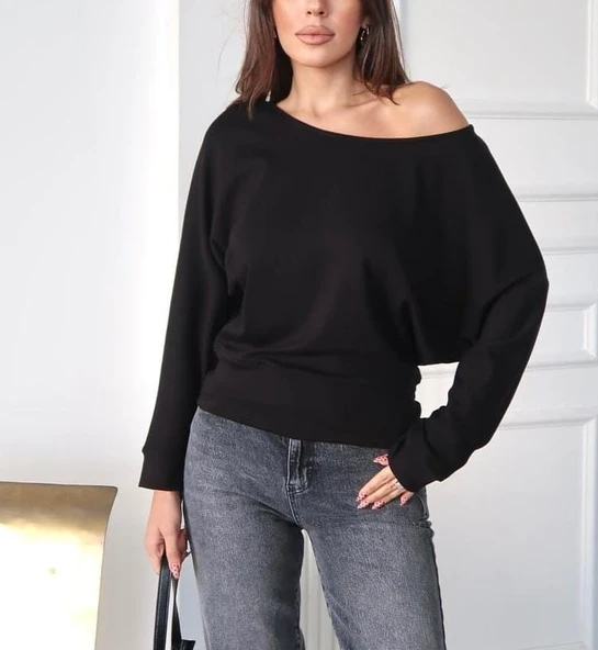Modal Kayık Yaka Sweatshirt ürün görseli 1