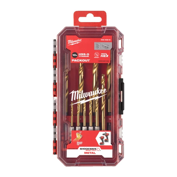 Milwaukee Metal Matkap Ucu Red Hex Girişli HSS-G Tin 10 Parça 4932493865 ürün görseli 1