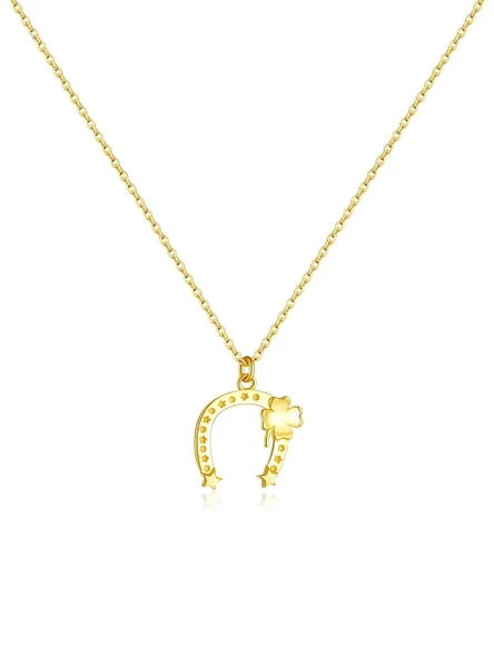 Lucky Charm Nal Yonca Minimal Kadın Gümüş Kolye ürün görseli 1