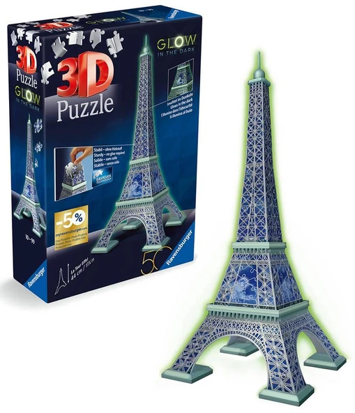 Adore Oyuncak Ravensburger Karanlıkta Parlayan 3D Puzzle Eyfel RPB115914 ürün görseli 1