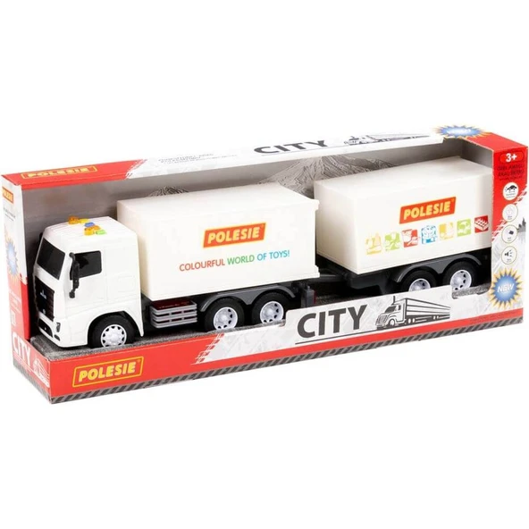 Polesie City-2 Sürtmeli Çift Dorse Tır Işıklı Sesli Beyaz Kabin Kutuda 96388 ürün görseli 1