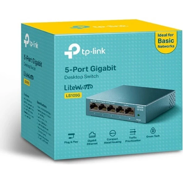 TP-LINK 5-port LS105G Gigabit Yönetilemez Switch ürün görseli 1