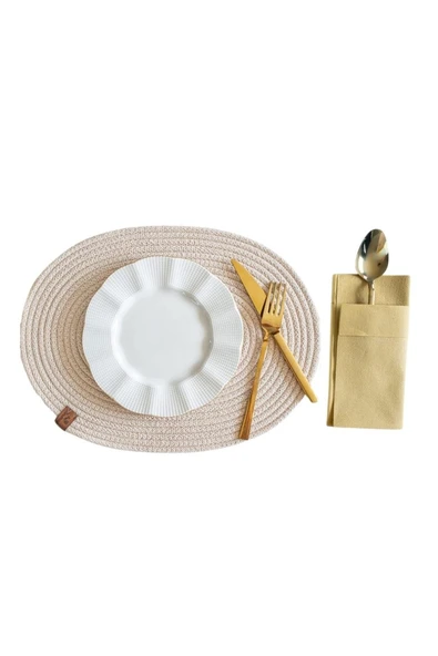 Vos Versa Amerikan Servis Tekli Supla Lux Sunum Tabak Altlığ - Oval Bej VVHM0037 ürün görseli 1