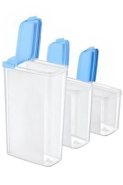 Vos Versa 3lü Dikey Mavi Şeffaf Erzak Saklama Kabı Seti 2400 X 1700 X 1200 ML VVHM0002 ürün görseli 1