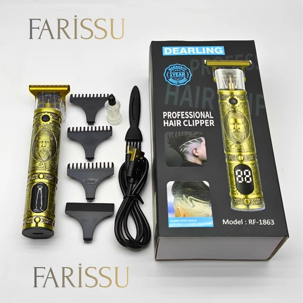 Dearling RF-1863 Antika Tasarım Profesyonel Kablosuz Saç Sakal Traş Makinesi ürün görseli 1