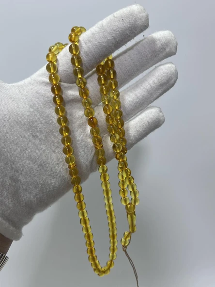Doğal Kaya Damla Kehribar Tesbih 99luk 6,5mm 17,99 Gram ürün görseli 1