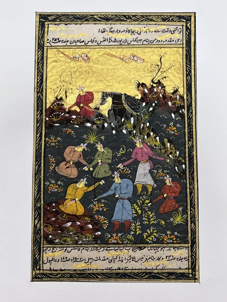Kadim Ormana Gelen Elçiler Adlı El Yapımı Minyatür Resim 28x17 cm ürün görseli 1