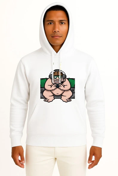 Kapüşonlu Ani Saldırı Garry 'Nin Mod Gamer Tişört Göğüs Baskılı Unisex Sweatshirt ürün görseli 1