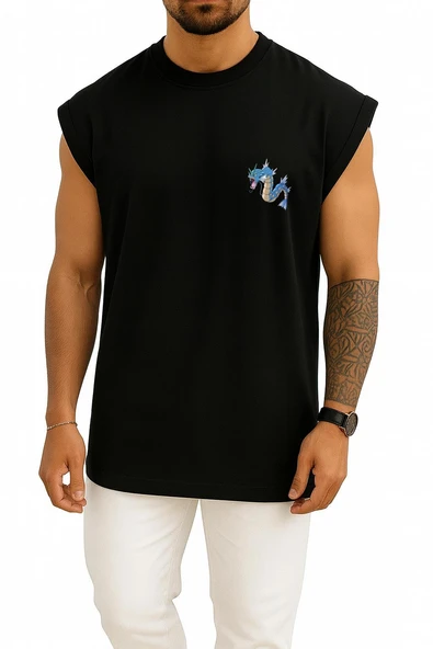 Oversize Gyarados Cep Baskılı Atlet - Resim 11