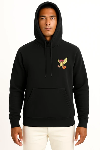 Kapüşonlu Pidgeotto Cep Baskılı Unisex Sweatshirt - Resim 9