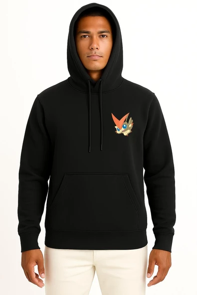 Kapüşonlu Victini Cep Baskılı Unisex Sweatshirt - Resim 11