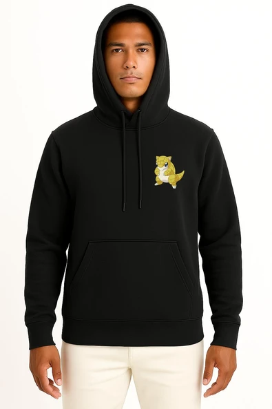 Kapüşonlu Sandshrew Cep Baskılı Unisex Sweatshirt - Resim 9