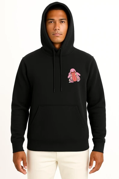 Kapüşonlu Lickitung Cep Baskılı Unisex Sweatshirt - Resim 9