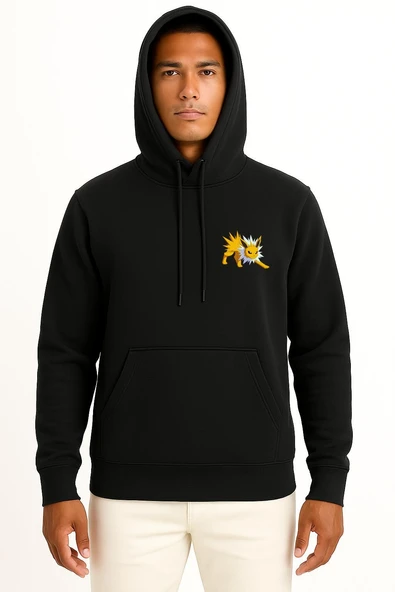 Kapüşonlu Zapdos Cep Baskılı Unisex Sweatshirt - Resim 9
