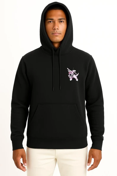 Kapüşonlu Dialga Cep Baskılı Unisex Sweatshirt - Resim 11