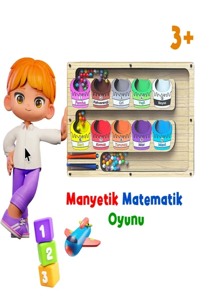 Manyetik Eğitici Renkli Sayma ve Eşleştirme Labirenti Eğitim Oyuncağı - Ahşap Montessori Oyunu Kova ürün görseli 1