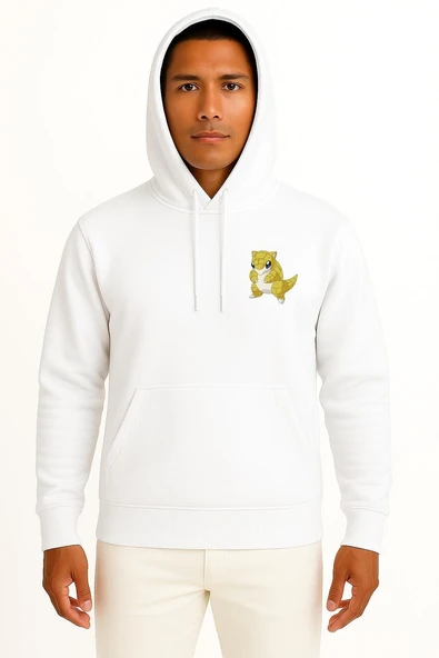 Kapüşonlu Sandshrew Cep Baskılı Unisex Sweatshirt - Resim 5