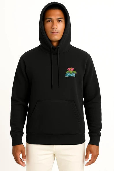 Kapüşonlu Venusaur Cep Baskılı Unisex Sweatshirt - Resim 11
