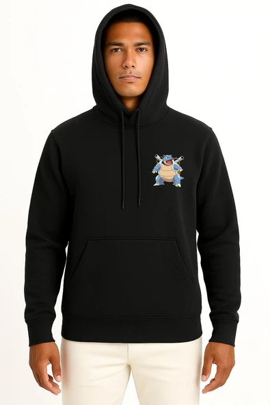 Kapüşonlu Blastoise Cep Baskılı Unisex Sweatshirt - Resim 9
