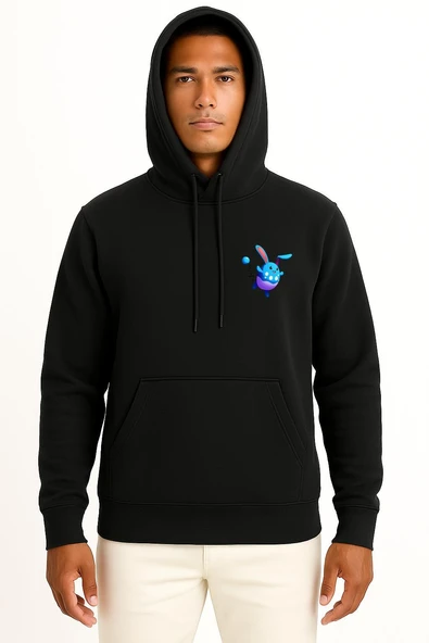 Kapüşonlu Azumarill Cep Baskılı Unisex Sweatshirt - Resim 9