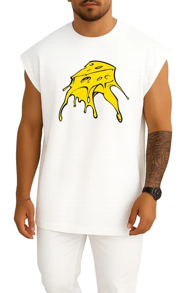 Oversize Nachos İsviçre Peyniri Çedar Sosu Göğüs Baskılı Atlet ürün görseli 1