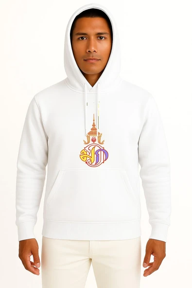 Kapüşonlu Monarşi Tayland Bayrağı Tayland Crown Prince Göğüs Baskılı Unisex Sweatshirt ürün görseli 1