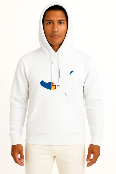 Kapüşonlu Madeira Adası Madeira Bayrağı Portekiz Göğüs Baskılı Unisex Sweatshirt ürün görseli 1