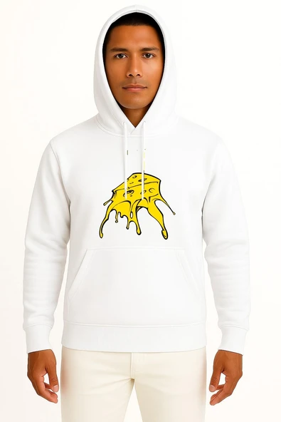 Kapüşonlu Nachos İsviçre Peyniri Çedar Sosu Göğüs Baskılı Unisex Sweatshirt ürün görseli 1