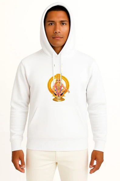 Kapüşonlu Lord Krishna Göğüs Baskılı Unisex Sweatshirt ürün görseli 1