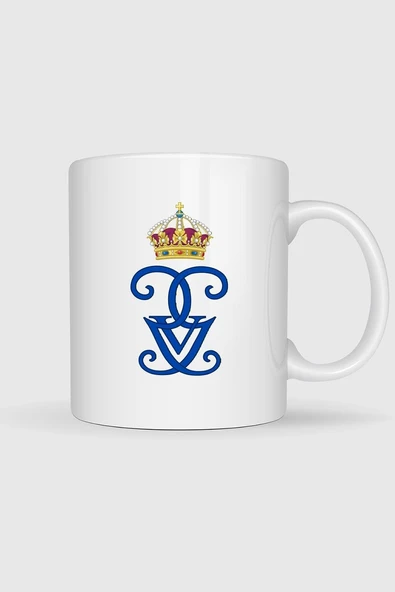 İsveçli Gustaf V Royal Cypher Monogram Monarch Baskılı Kupa Bardak ürün görseli 1