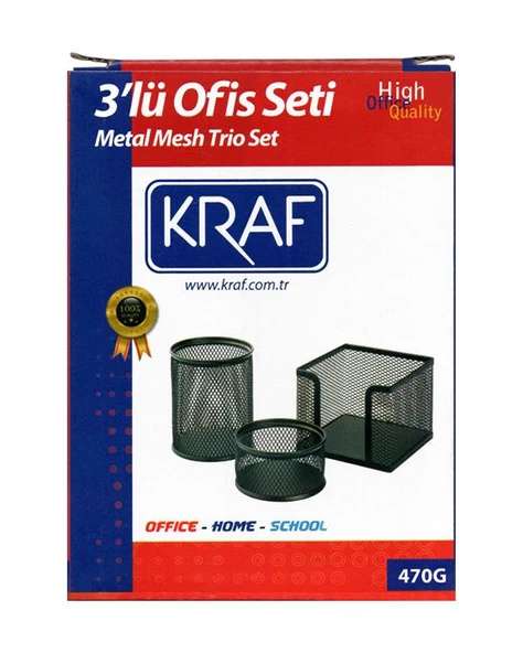Kraf Perfore 3lü Ofis Seti Siyah 470G ürün görseli 1