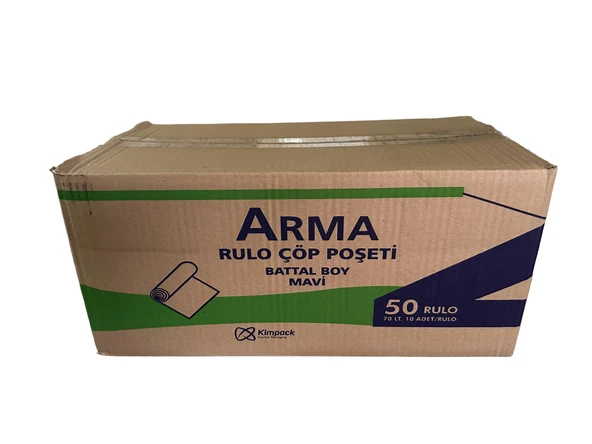 Arma Battal Boy 70 Lt. Mavi Çöp Torbası Poşeti - 75 x 90 Cm / 10 Adetlik 50 Rulo / Koli ürün görseli 1