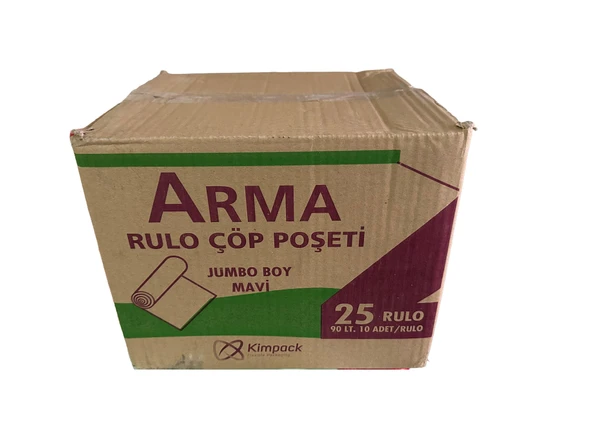 Arma Jumbo Boy 90 Lt. Mavi Çöp Torbası Poşeti - 80 x 110 Cm / 10 Adetlik 25 Rulo / Koli ürün görseli 1