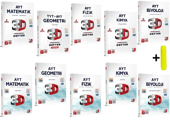 3D Yayınları AYT Sayısal Matematik Geometri Fizik Kimya Biyoloji Defter Soru Seti 10 Kitap ürün görseli 1