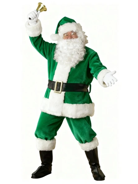 Yeşil Noel Baba Kostümü Yetişkin ürün görseli 1