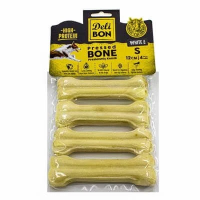 Delibon Deri Press Köpek Kemik Ödülü Small Beyaz 12 Cm 4 Adet ürün görseli 1