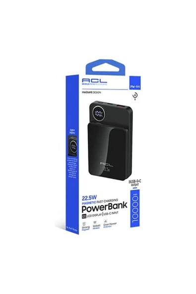ACL PW-111 22.5W Hızlı Şarjlı 10.000 Mah LCD Göstergeli Kablosuz Powerbank ürün görseli 1