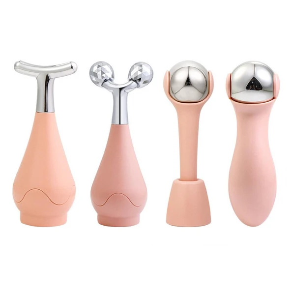 Face Yoga Gua Sha Yüz Masaj Buz Küresi Face Roller 4 Lü Set ürün görseli 1