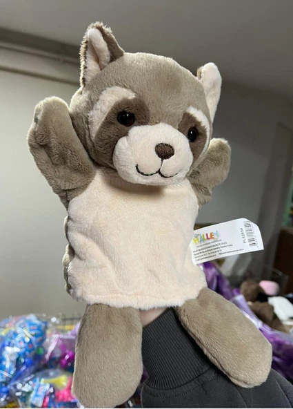 Peluş 25 cm El Kuklası Kahverengi Rakun Kukla ürün görseli 1
