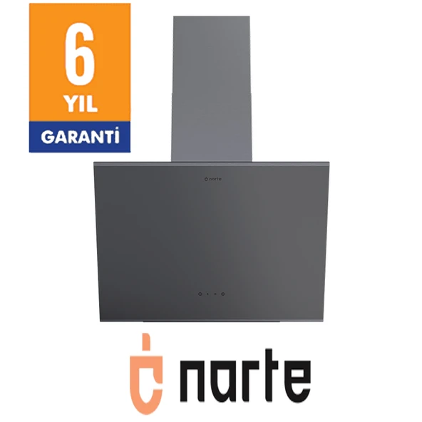 NARTE -H20060S 60 CM Gri Cam Inox Çıtalı Eğimli Davlumbaz - 6 YIL GARANTİLİ ürün görseli 1