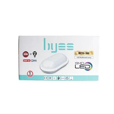 Byes Oval Glop Beyaz Nemliyer LED Aydınlatma IP65 20W ürün görseli 1