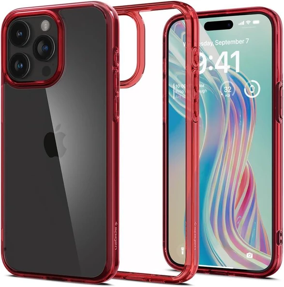 Spigen iPhone 15 Pro ile Uyumlu Kılıf Ultra Hybrid Deep Red ürün görseli 1