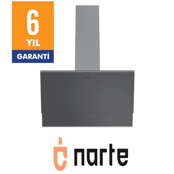 NARTE-H10060S 60CM GRİ CAM INOX CITALI ÇİFT CAMLI EĞİMLİ DAVLUMBAZ-6 YIL GARANTİLİ ürün görseli 1